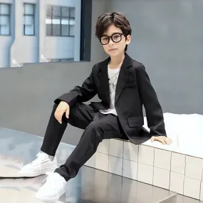 School Uniform for Boys Blazer Formal Pants 2-piece Spring Teen Kids Weddings Set 6 To 14 Y Children