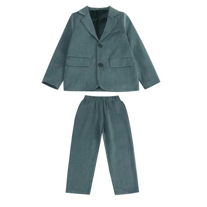 School Uniform for Boys Blazer Formal Pants 2-piece Spring Teen Kids Weddings Set 6 To 14 Y Children