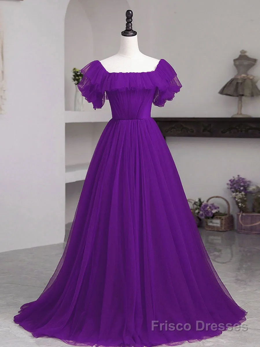Simple Burgundy A line Long Prom Dresses, Burgundy Bridesmaid Dresses