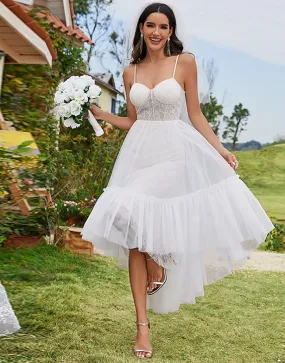 Tulle Corset Top Sweetheart High-Low Wedding Dress