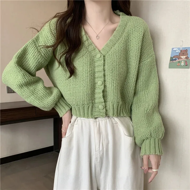 Women Sweater Cardigan V-Neck Button Up Casual Knit Sweater Coat Sweet Cardigan Coat For Women Autumn Winter