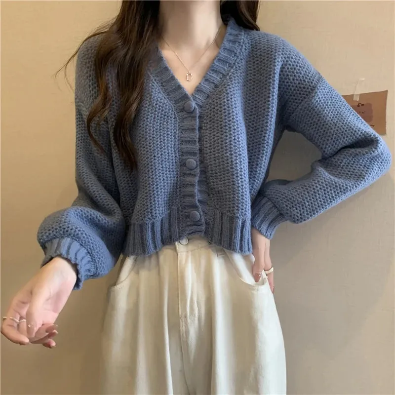 Women Sweater Cardigan V-Neck Button Up Casual Knit Sweater Coat Sweet Cardigan Coat For Women Autumn Winter