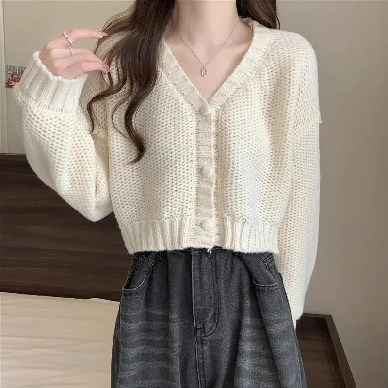 Women Sweater Cardigan V-Neck Button Up Casual Knit Sweater Coat Sweet Cardigan Coat For Women Autumn Winter