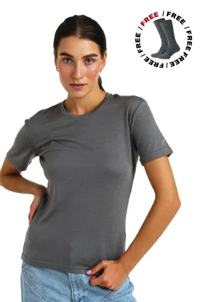 Women's Merino T-shirt 165 Perfect Grey | Crewneck ( socks)